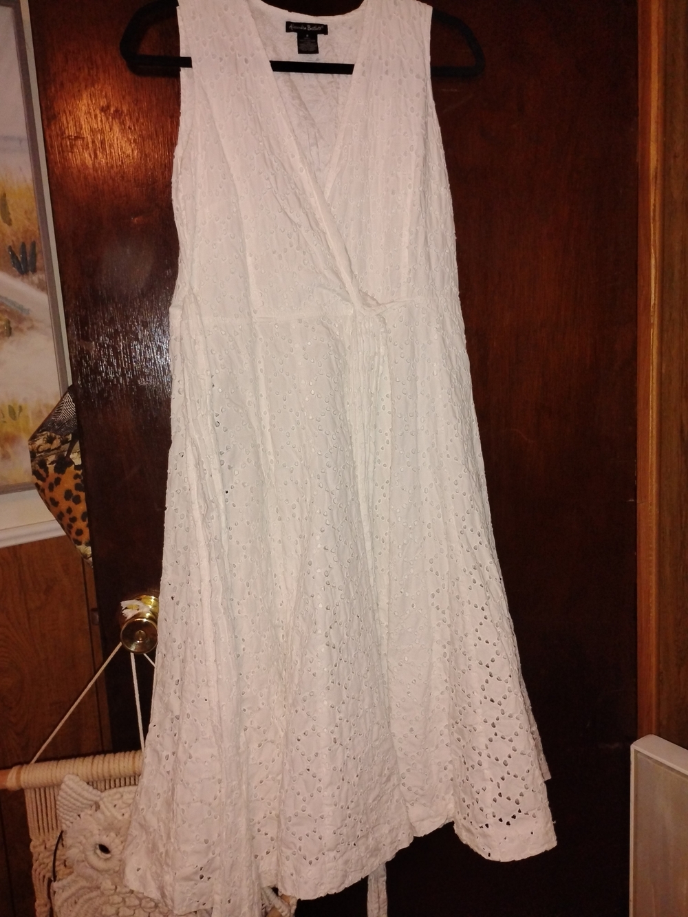Alexandra Bartlett White Eyelet Wrap-Front Midi Dress